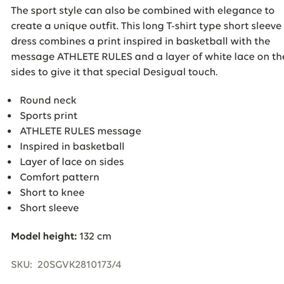 Desigual NWT kids T shirt Dress with lace sides. Multiple sizes 5/6 and 7/8 - Picture 5 of 5